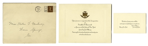 Franklin D. Roosevelt Invitation to His Gubernatorial Inauguration -- Given to His Physical Therapist Helena Mahoney